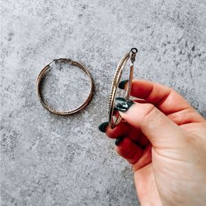 Gold Twisted Double Hoop Earrings